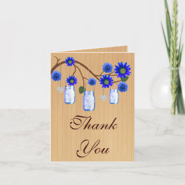 Country Rustic Blue Mason Jars Danke Karte