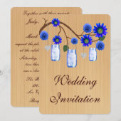Country Rustic Blue Mason Jars Hochzeit Einladung (Vorne/Hinten)