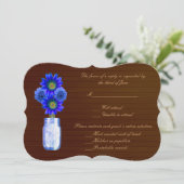 Country Rustic Blue Mason Jars Response Card Einladung (Stehend Vorderseite)