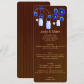 Country Rustic Blue Mason Jars Wedding Menu Card Menükarte (Vorne/Hinten)