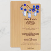 Country Rustic Blue Mason Jars Wedding Menu Card Menükarte (Vorne/Hinten)