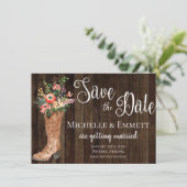 Country Rustic Boot Western Save the Date Card Einladung (Stehend Vorderseite)