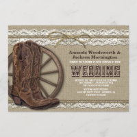 Country Rustic Burlap and Lace Wedding Einladungen