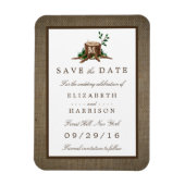 Country Rustic Burlap Monogram Tree Save the Date Magnet (Vertikal)