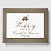 Country Rustic Burlap Monogram Tree Wedding Gästebuch (Vorderseite)
