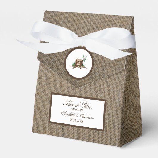 Country Rustic Burlap Monogram Tree Wedding Geschenkschachtel (Vorderseite)