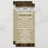 Country Rustic Burlap- und Lace-Wedding-Programme Programm (Vorne/Hinten)