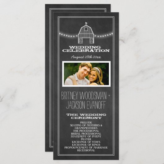 Country Rustic Chalkboard Barn Hochzeitsprogramme Programm (Vorne/Hinten)