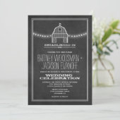 Country Rustic Chalkboard Barn Wedding Einladungen (Stehend Vorderseite)
