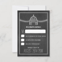 Country Rustic Chalkboard Barn Wedding RSVP Cards