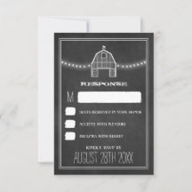Country Rustic Chalkboard Barn Wedding RSVP Cards