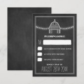 Country Rustic Chalkboard Barn Wedding RSVP Cards Karte (Vorne/Hinten)