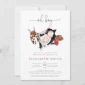 Country Rustic Cowboy Watercolor Boy Baby Dusche Einladung (Vorderseite)