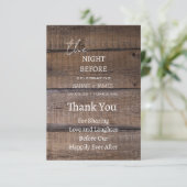Country Rustic die Nacht vor Hochzeit Vielen Dank Dankeskarte (Stehend Vorderseite)