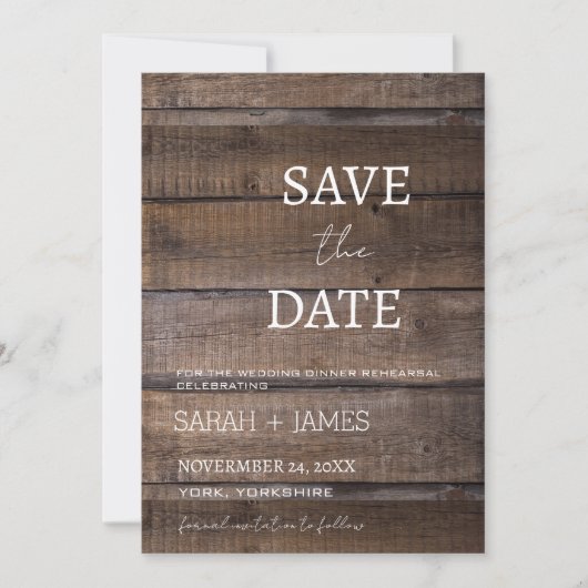 Country Rustic Dinner Probe Hochzeitsschrift Save The Date (Vorderseite)