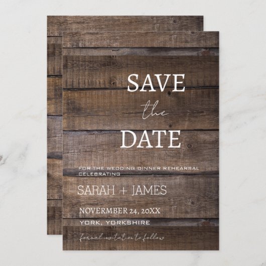 Country Rustic Dinner Probe Hochzeitsschrift Save The Date (Vorne/Hinten)