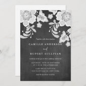 Country Rustic Floral Lace auf Chalkboard Hochzeit Einladung (Vorne/Hinten)