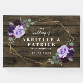 Country Rustic Floral Lila und Gold Hochzeit Gästebuch