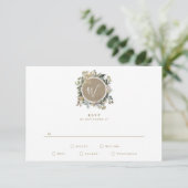 Country Rustic Floral Monogram Wedding RSVP Karte (Stehend Vorderseite)