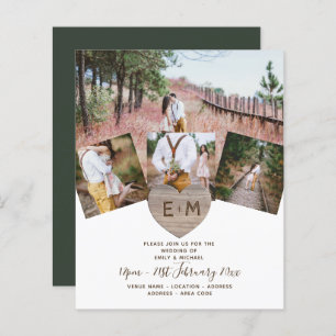 Country Rustic Foto Carved Heart Monogram Wedding