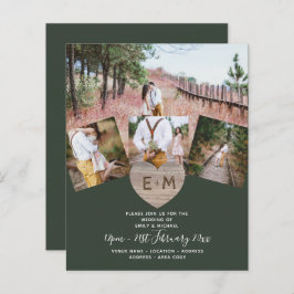 Country Rustic Foto Carved Heart Monogram Wedding