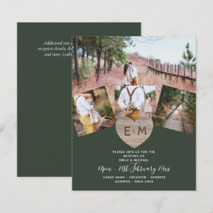 Country Rustic Foto Carved Heart Monogram Wedding
