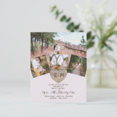 Country Rustic Foto Carved Heart Monogram Wedding (Stehend Vorderseite)