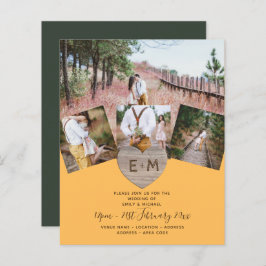 Country Rustic Foto Carved Heart Monogram Wedding