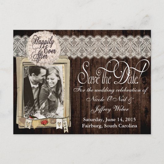 Country Rustic Foto Save the Date Hochzeitskarte Ankündigungspostkarte (Vorderseite)
