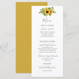 Country Rustic Gold Floral Sonnenblume Hochzeit Menükarte