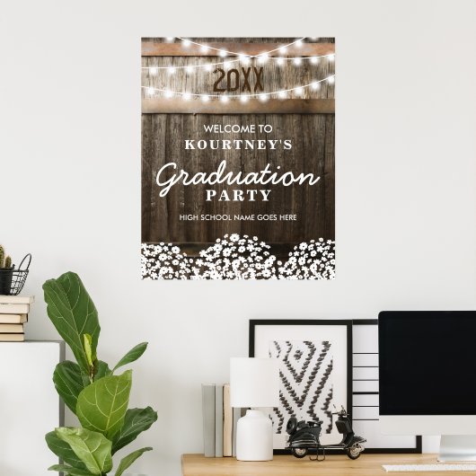 Country Rustic Graduation Party Willkommen Poster (Heimbüro)