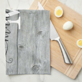 Country Rustic Graue Muster Monogram Script  Geschirrtuch (Viertel Falte)