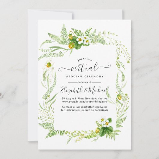 Country Rustic Greenerity Online Virtual Wedding Einladung (Vorderseite)