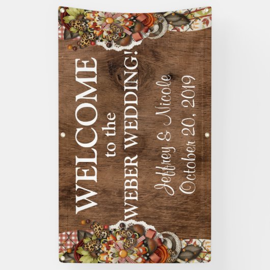 Country Rustic Herbst Custom Wedding Banner (Vertikal)