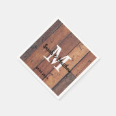 Country Rustic Holz Monogram Weddal Serviette (Ecke)