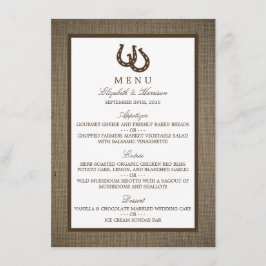Country Rustic Horseshoe auf Burlap Wedding Menü Menükarte