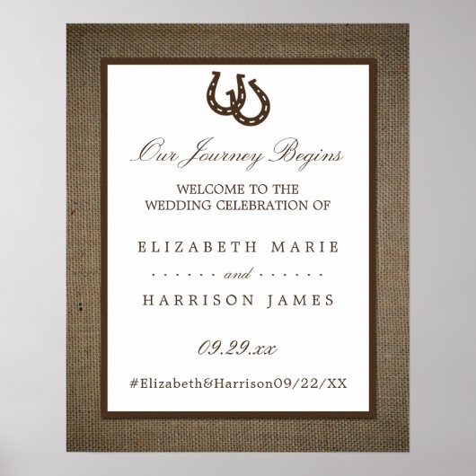 Country Rustic Horseshoe auf Burlap Wedding Willko Poster (Vorne)