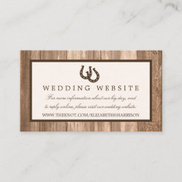 Country Rustic Horseshoe & Brown Wood Wedding Begleitkarte