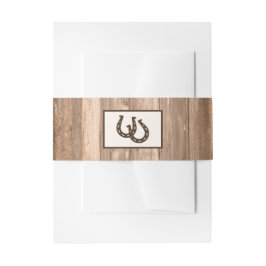 Country Rustic Horseshoe & Brown Wood Wedding Einladungsbanderole