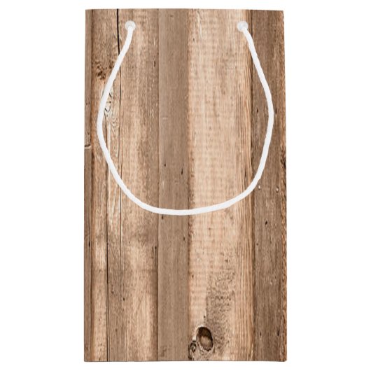 Country Rustic Horseshoe & Brown Wood Wedding Kleine Geschenktüte (Rückseite)