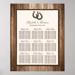Country Rustic Horseshoe & Brown Wood Wedding Poster