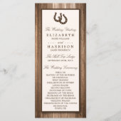Country Rustic Horseshoe & Brown Wood Wedding Programm (Vorderseite)