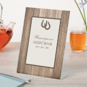 Country Rustic Horseshoe & Brown Wood Wedding Sockelschild (In Situ)