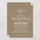 Country Rustic Horseshoe Burlap Probe Dinner Einladung (Vorne/Hinten)