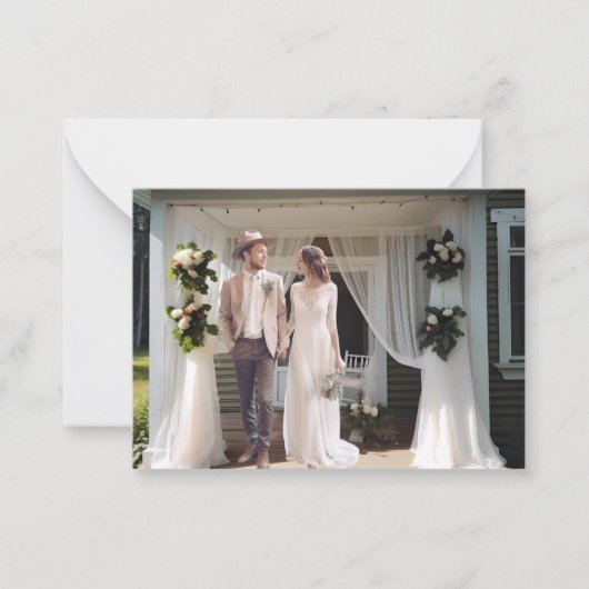 Country Rustic Hütte Hochzeit Foto Vielen Dank Mitteilungskarte (Vorderseite)