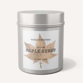 Country Rustic Kraft and Black Mapssirup Label Quadratischer Aufkleber