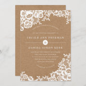 Country Rustic Lace Hochzeit Einladung (Vorne/Hinten)