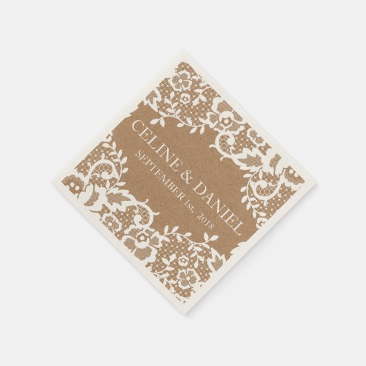 Country Rustic Lace Wedding Serviette (Ecke)