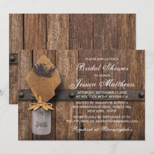 Country Rustic Lavender Mason Jar Brautparty Einladung