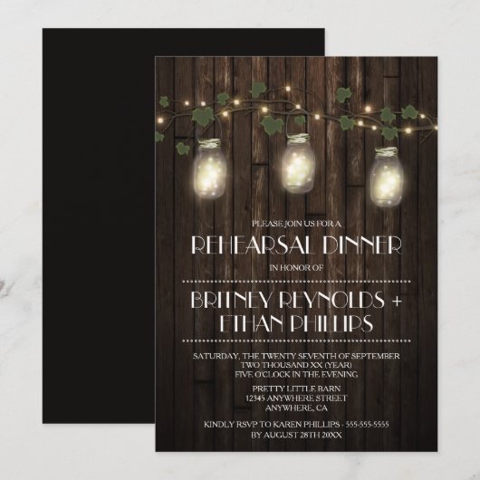 Country Rustic Lights Probe Dinner Einladungen (Vorne/Hinten)